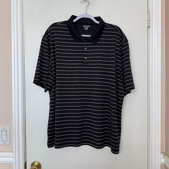 Amazon Essentials Men's Black White Striped Golf Polo Shirt, Size XXL - Picture 1 of 5